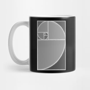 gray fibonacci spiral Mug